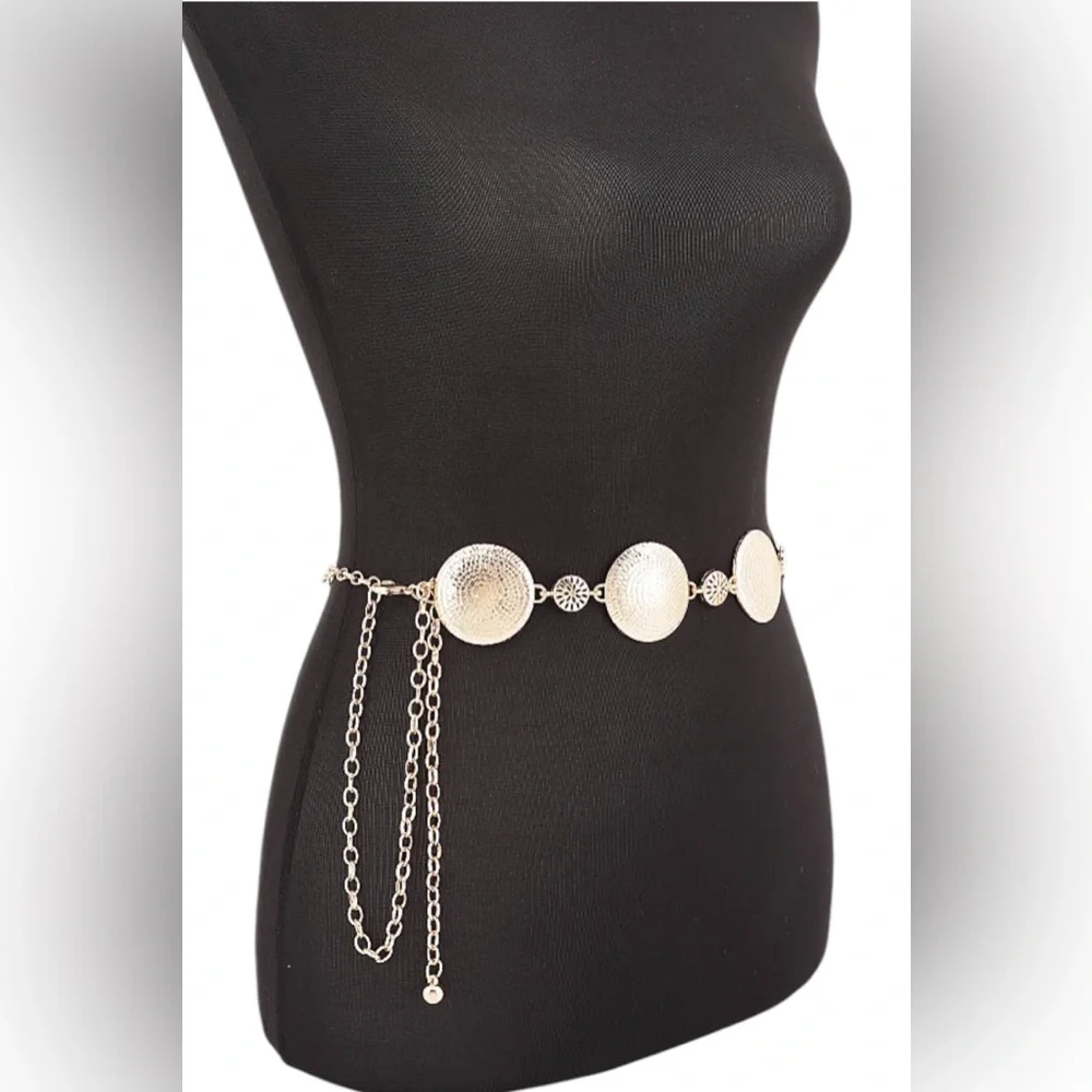 Silver or Gold Disc Chain Waist Chain Statement Belt